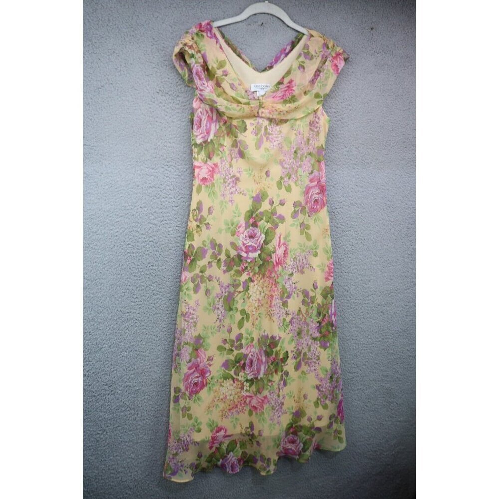 Miss Dorby Vintage Floral Chiffon Midi Dress-Cottagecore-Fairy-Size 8-Feminine